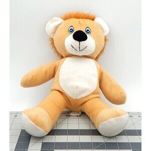 KellyToy Lion Plush Tan Stuffed Animal 13 Inch Eyelashes Embroidered Eyes